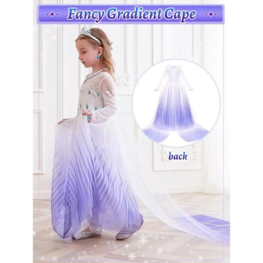 👑 Princess Dress & Accessories Blue Purple Size 6-8 NEW